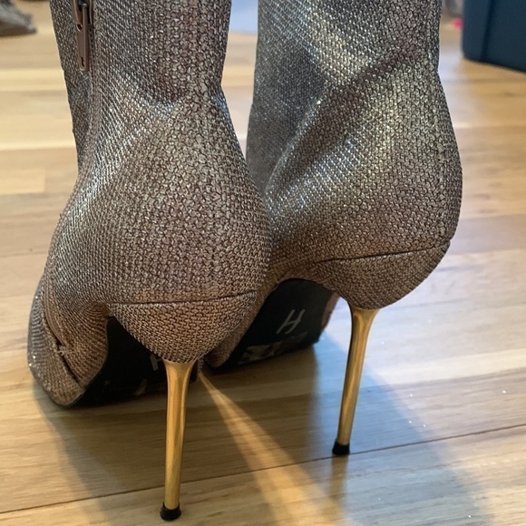 DEB Glitter Stiletto High Heel Ankle Booties w/ Side Zipper Gold Women’s 6 - Picture 14 of 15